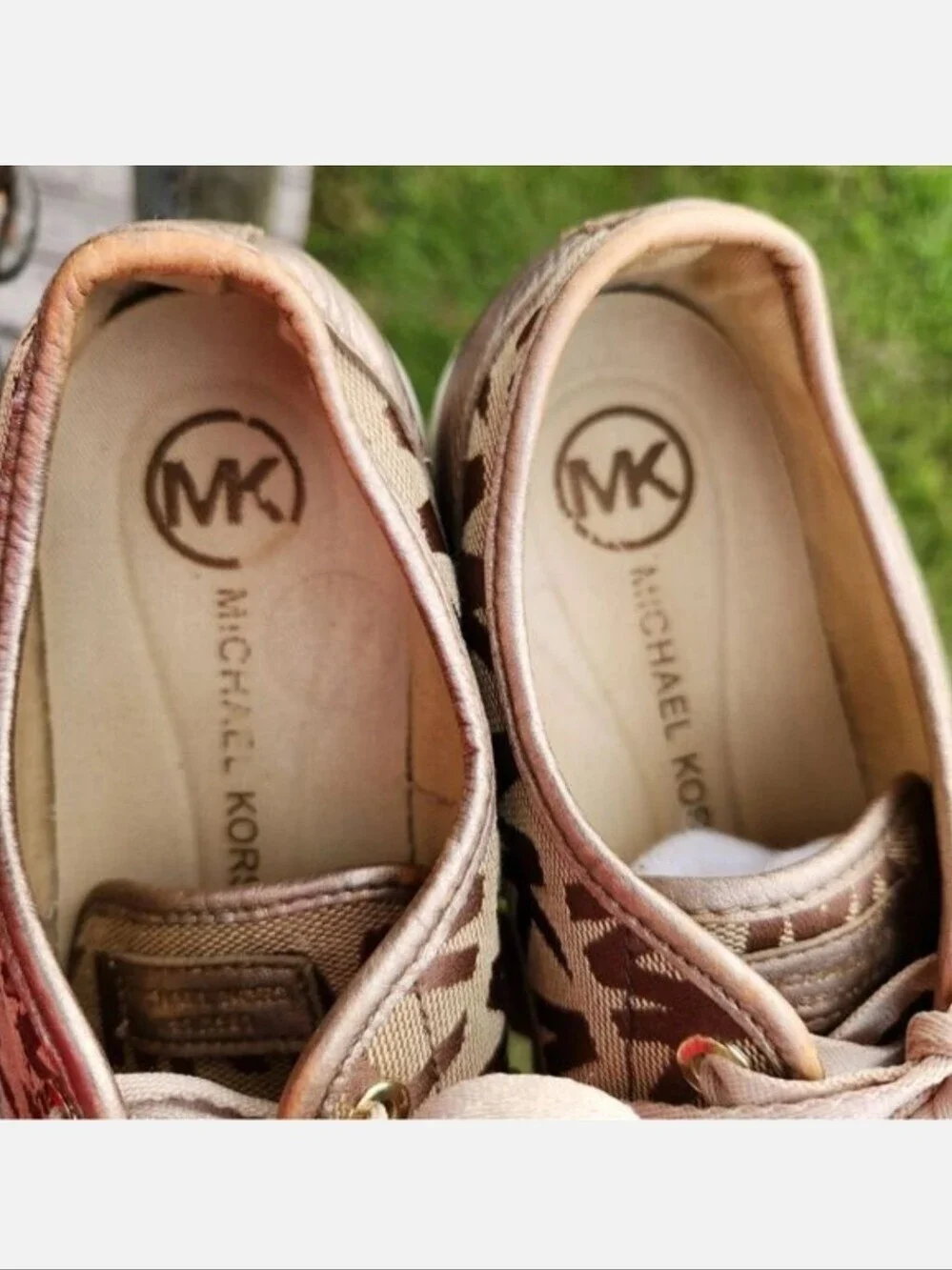 Michael Kors Rose Gold Logo-Print Low Top Sneakers